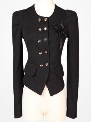 Lady coat black design with flower